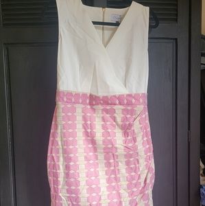 Cream, gold, and pink faux wrap